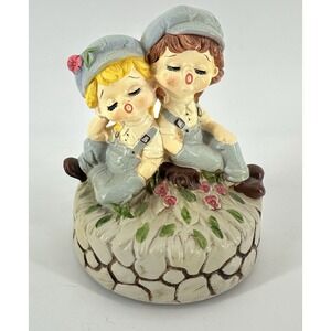 Music Box Sears Vintage 1977 Singing Boy and Girl Plays Somewhere My Love